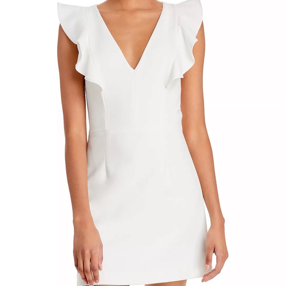 French Connection Whisper Ruffle V-neck mini dress